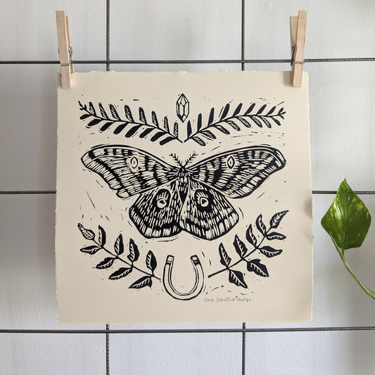 handprinted blockprint | luck moth