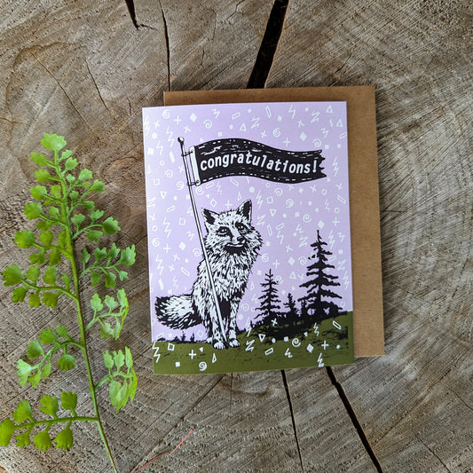 greeting card | congratulations fox - graduation