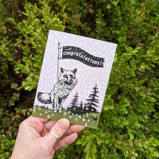 greeting card | congratulations fox - graduation