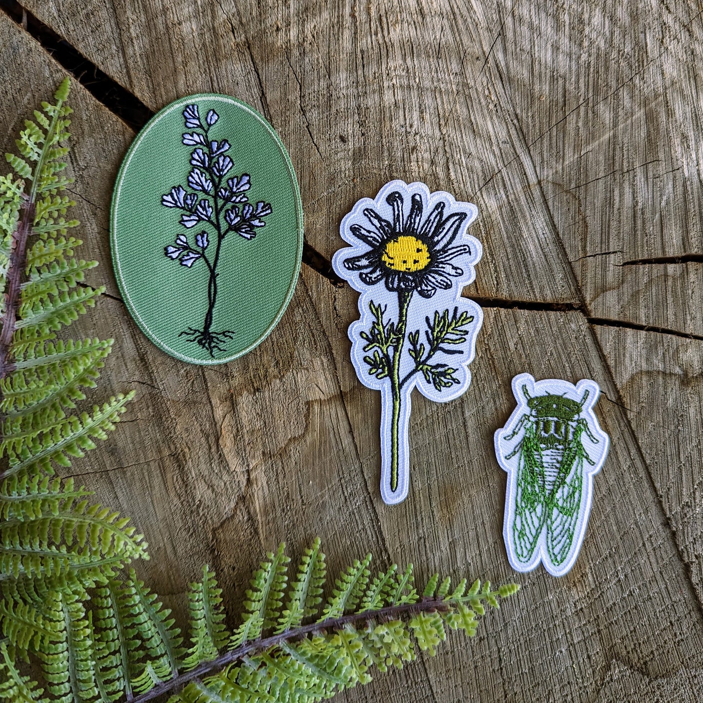 iron-on patch | maidenhair fern - green oval 3.25" x 2.25"