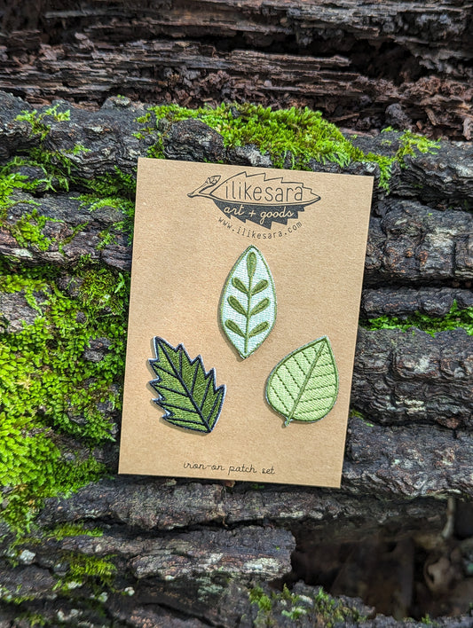 iron-on patch | leaf 3 pack - green