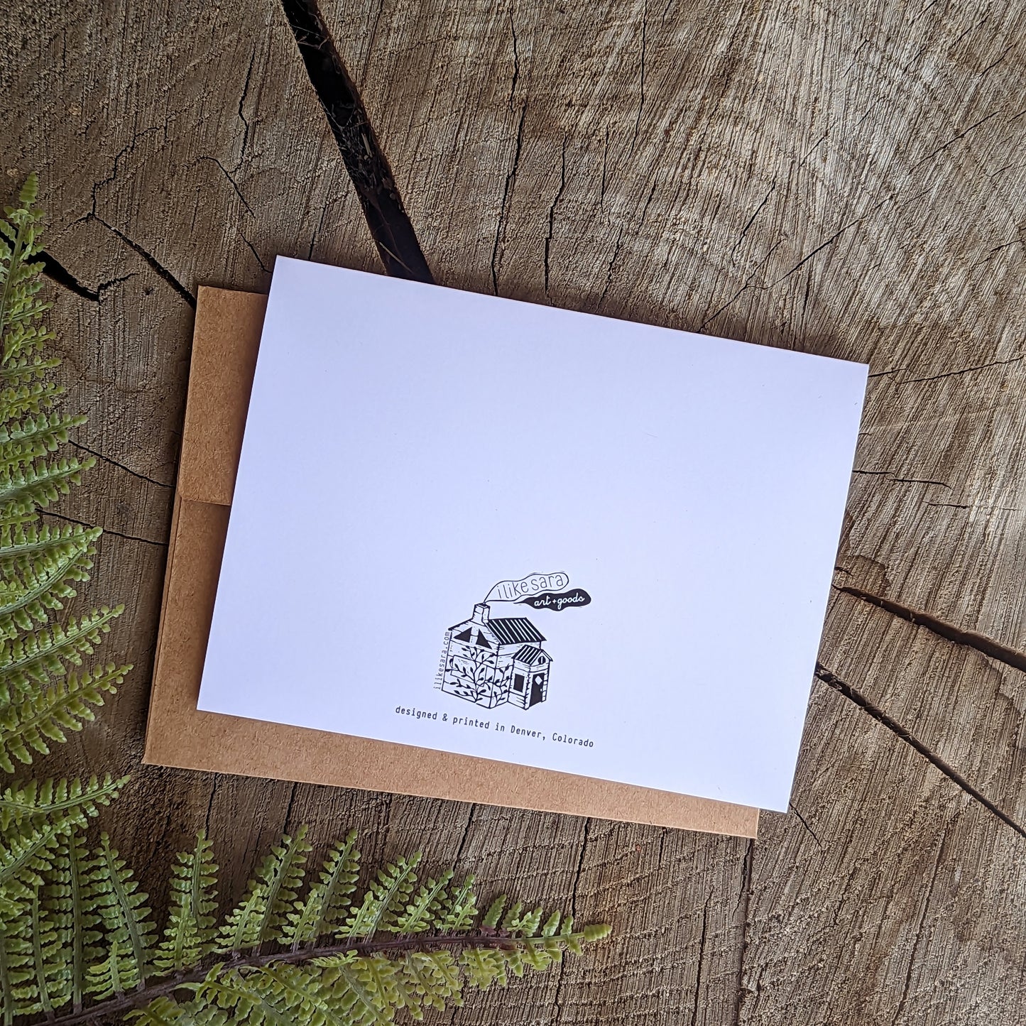 greeting card | cat with ferns - friendship Valentine