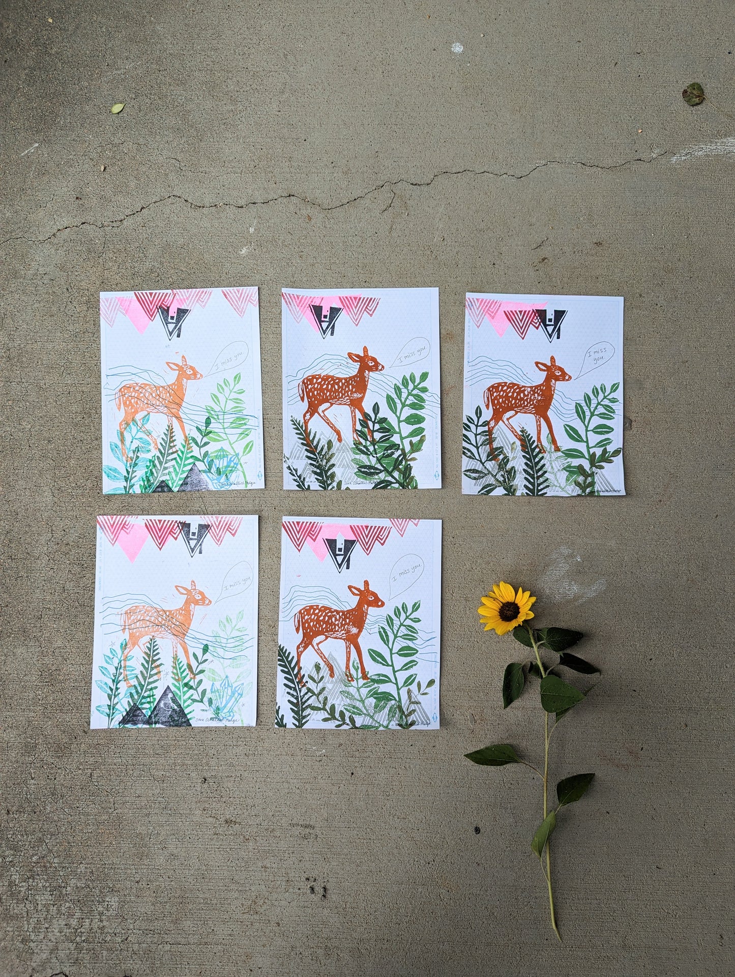 handprinted blockprint | i miss you dear