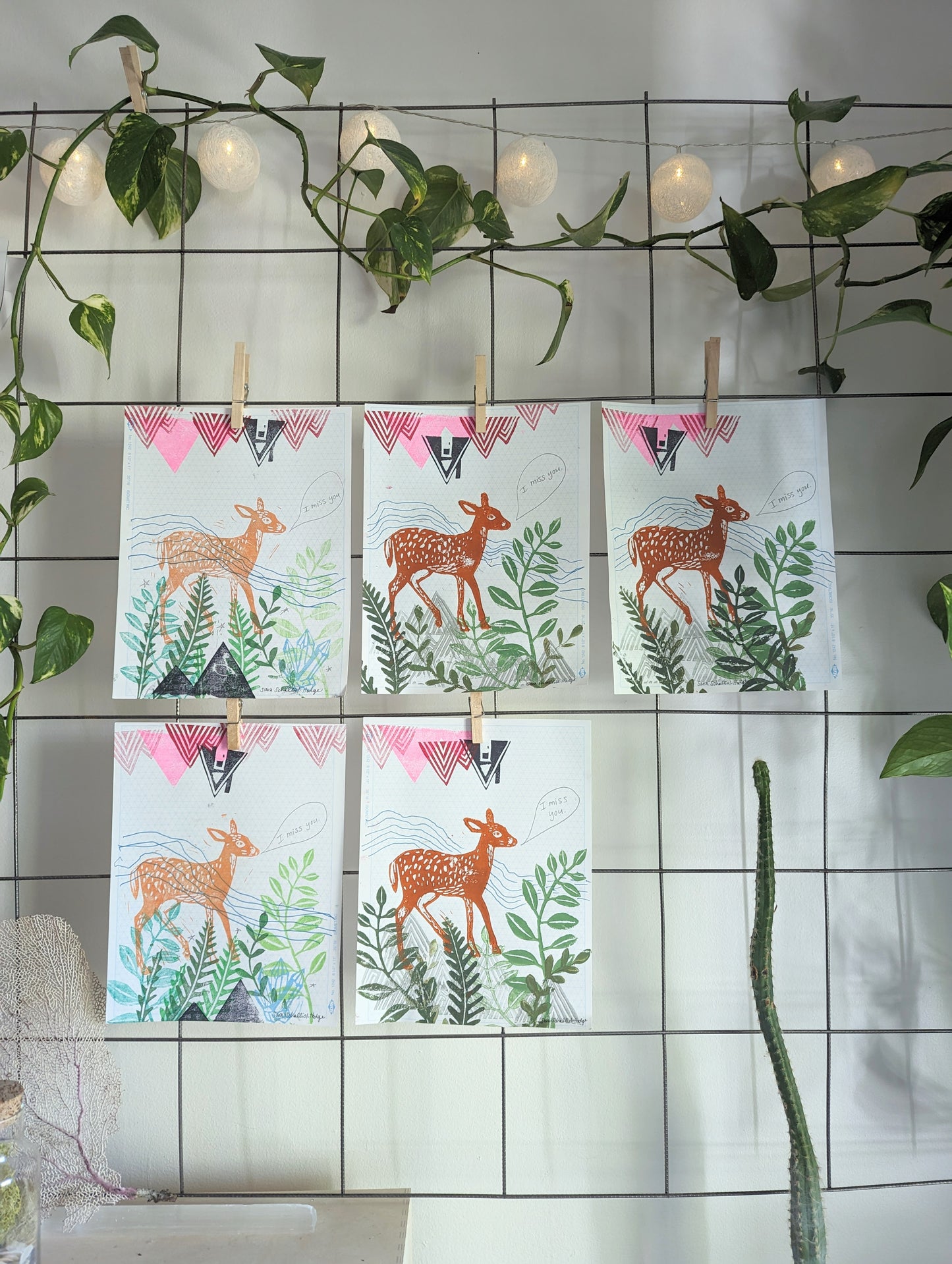 handprinted blockprint | i miss you dear
