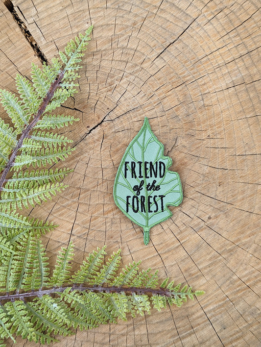 iron-on patch | friend of the forest leaf - green 1.8" x 3.5"