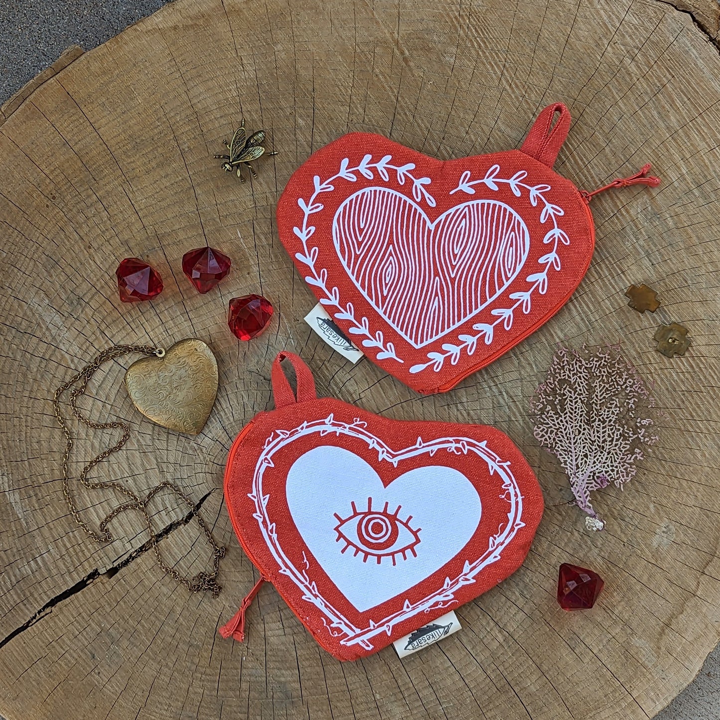 zippered pouch | heart - red supply, makeup bag with waterproof lining