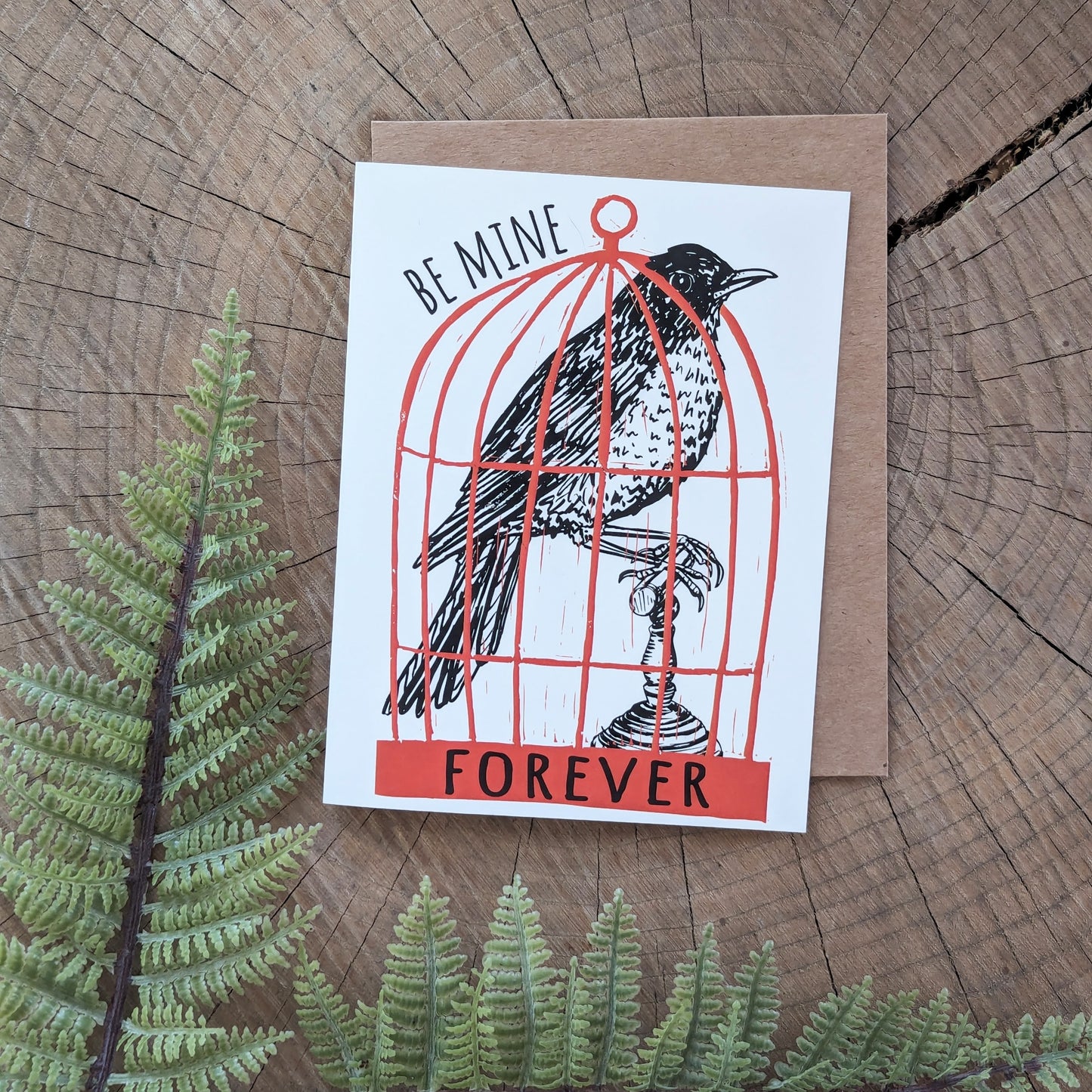 greeting card | be mine forever - love Valentine robin bird