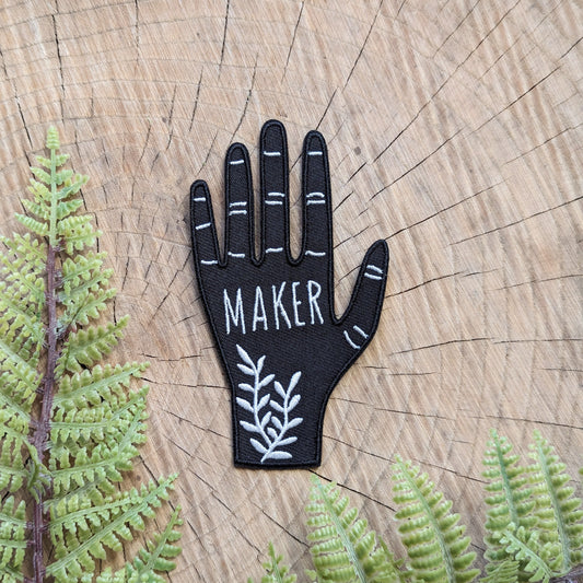 iron-on patch | hand maker - black & white 2.5" x 3.9"