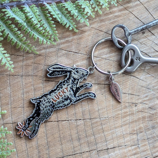 metal enamel keychain / purse charm | lucky rabbit foot
