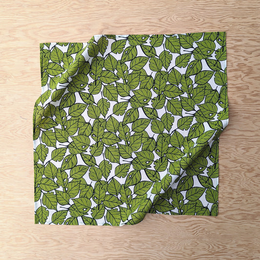 bandana | leaf litter - green nature forest screenprinted scarf