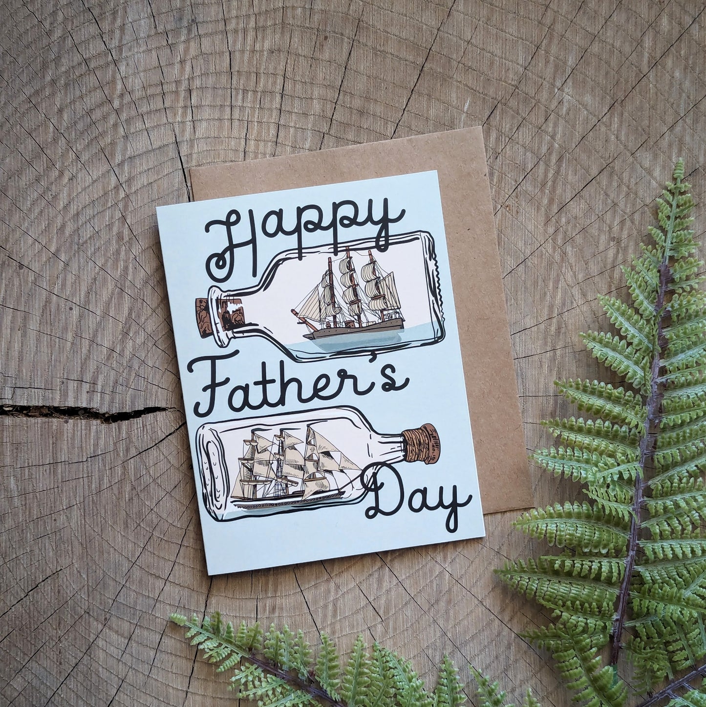 greeting card | father's day ships in bottles