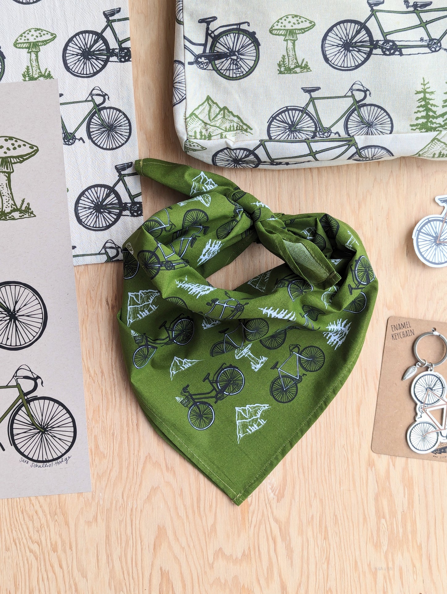 bandana | bicycle adventure - green nature tree mountain scarf