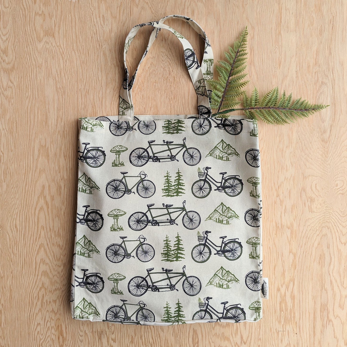 tote bag | bicycle adventure - patterned screenprinted nature tote
