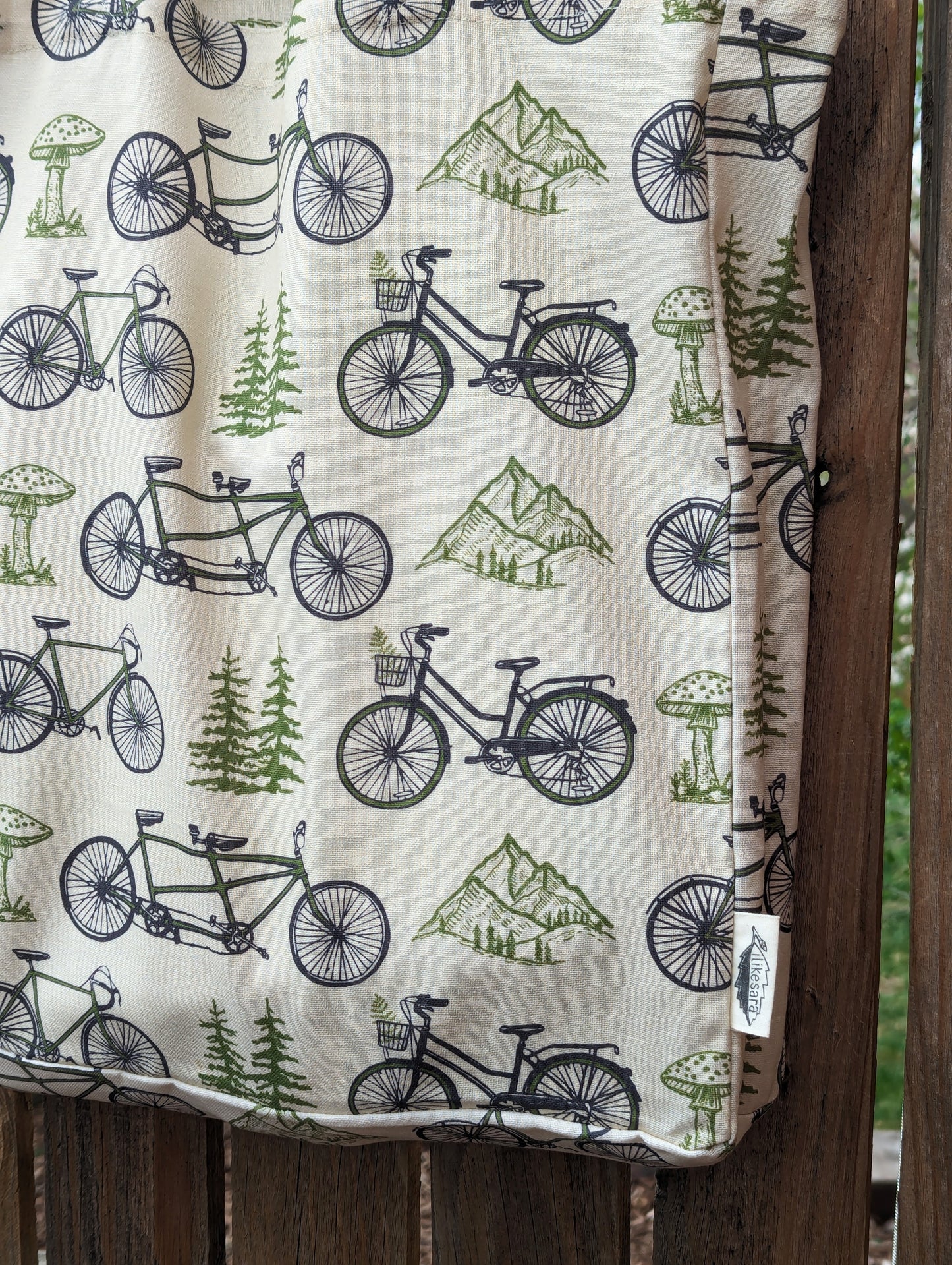 tote bag | bicycle adventure - patterned screenprinted nature tote