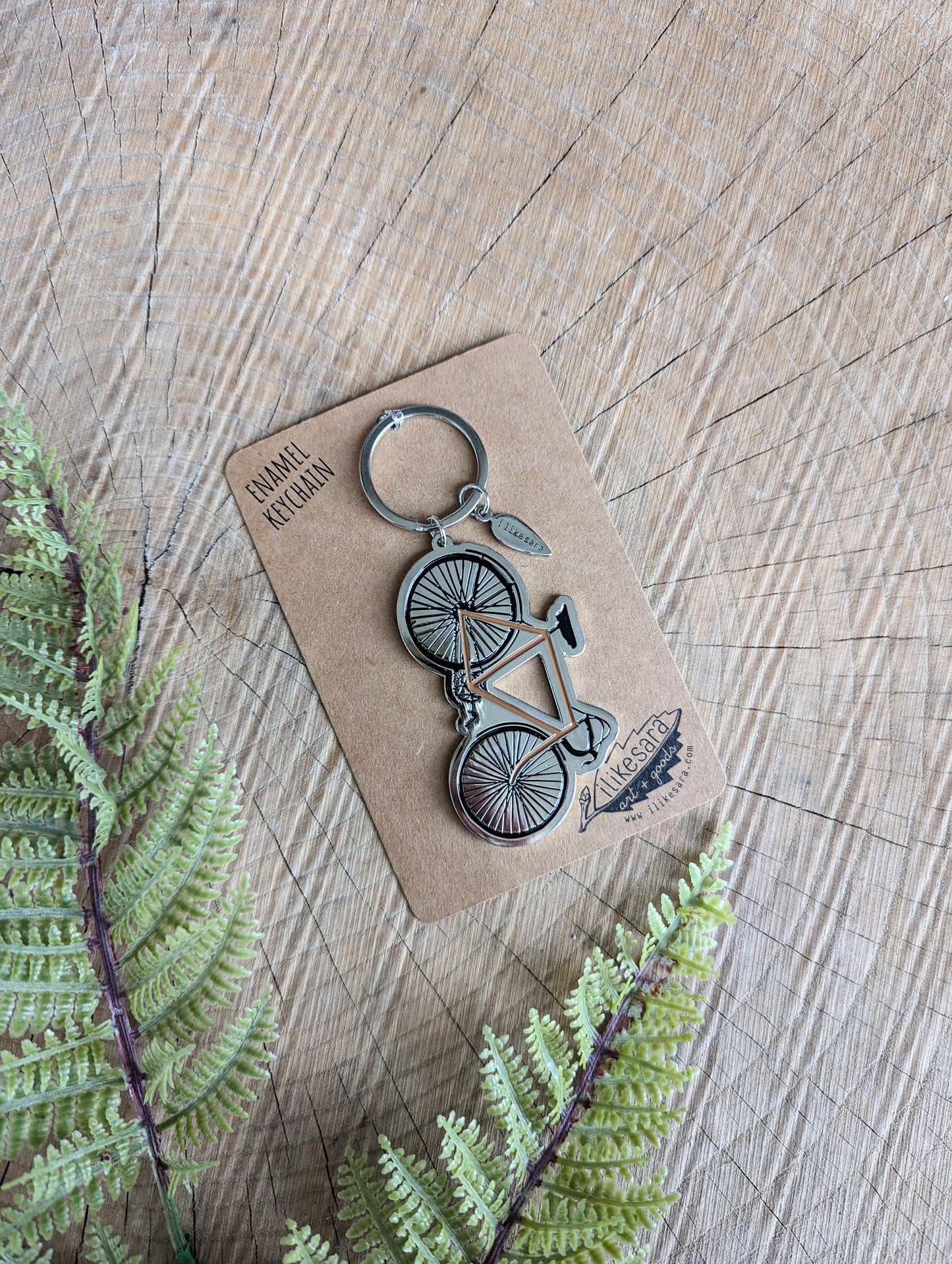 metal enamel keychain / purse charm | road bike