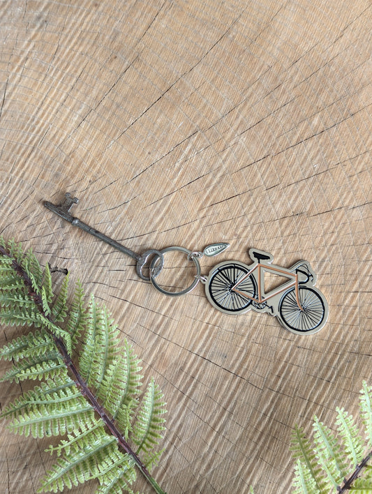metal enamel keychain / purse charm | road bike