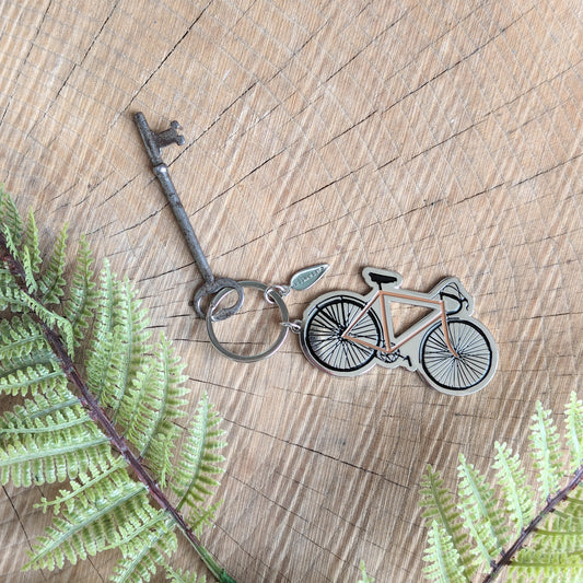 metal enamel keychain / purse charm | road bike