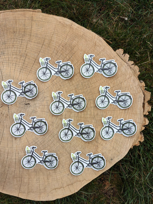 sticker | bike with fern - waterproof uv-resistant vinyl bicycle decal