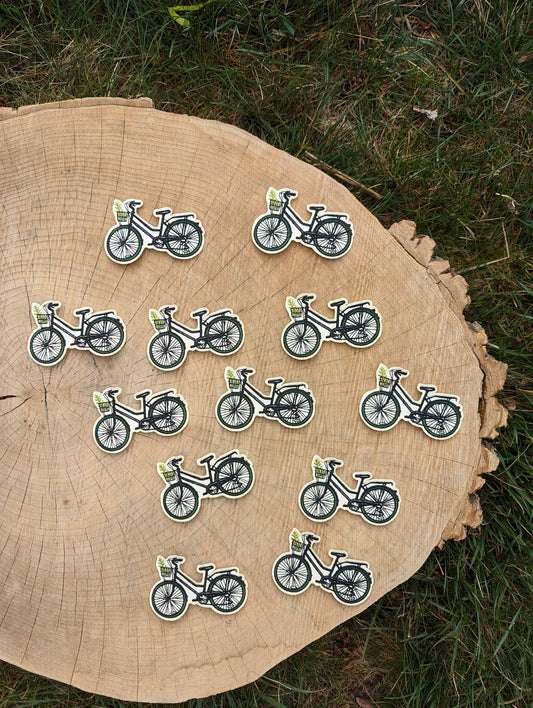 iron-on patch | bike with fern - 3.5" x 2.3"