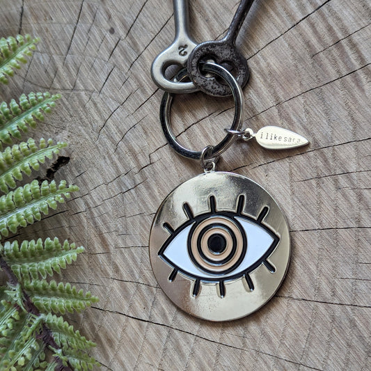 metal enamel keychain / purse charm | eyeball