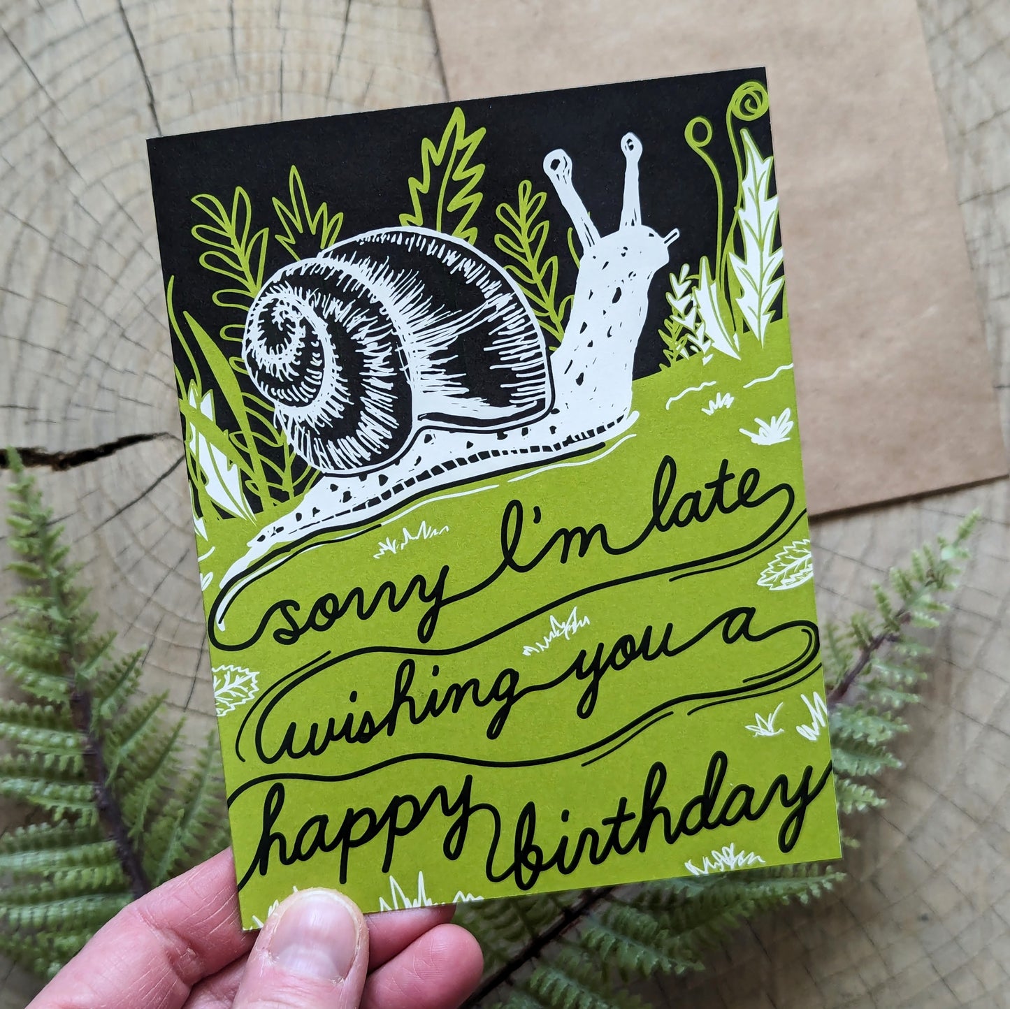 greeting card | belated birthday snail