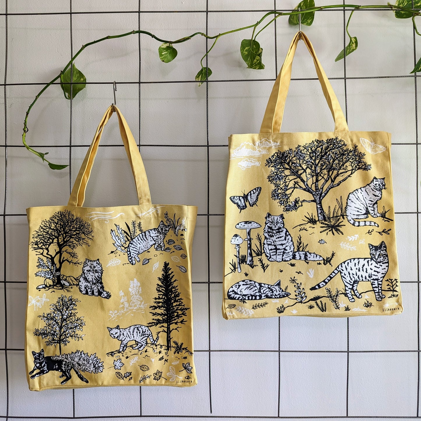 tote bag | outside cats - cream canvas screenprinted tote