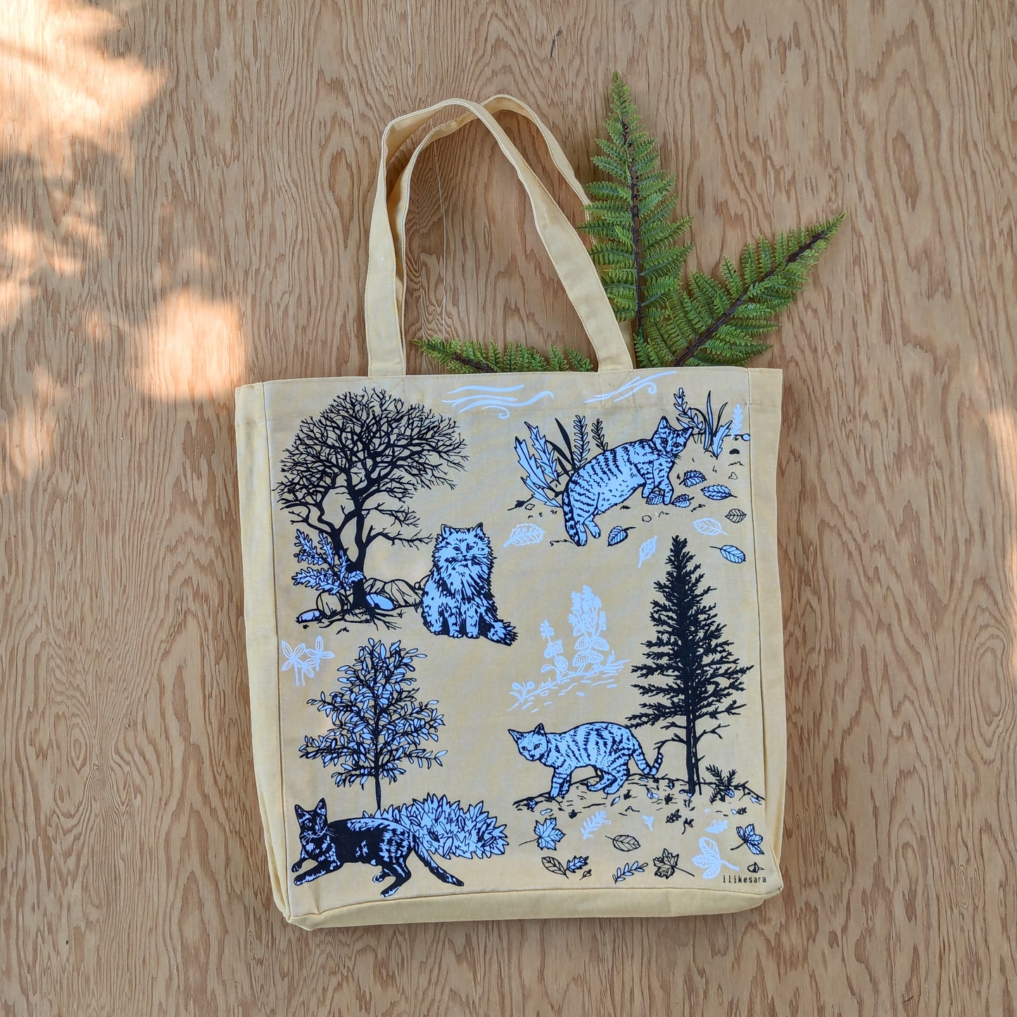 tote bag | outside cats - cream canvas screenprinted tote