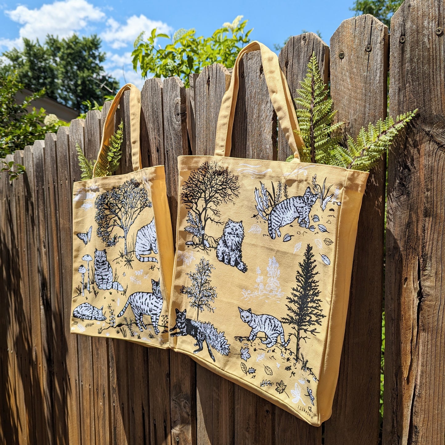 tote bag | outside cats - cream canvas screenprinted tote