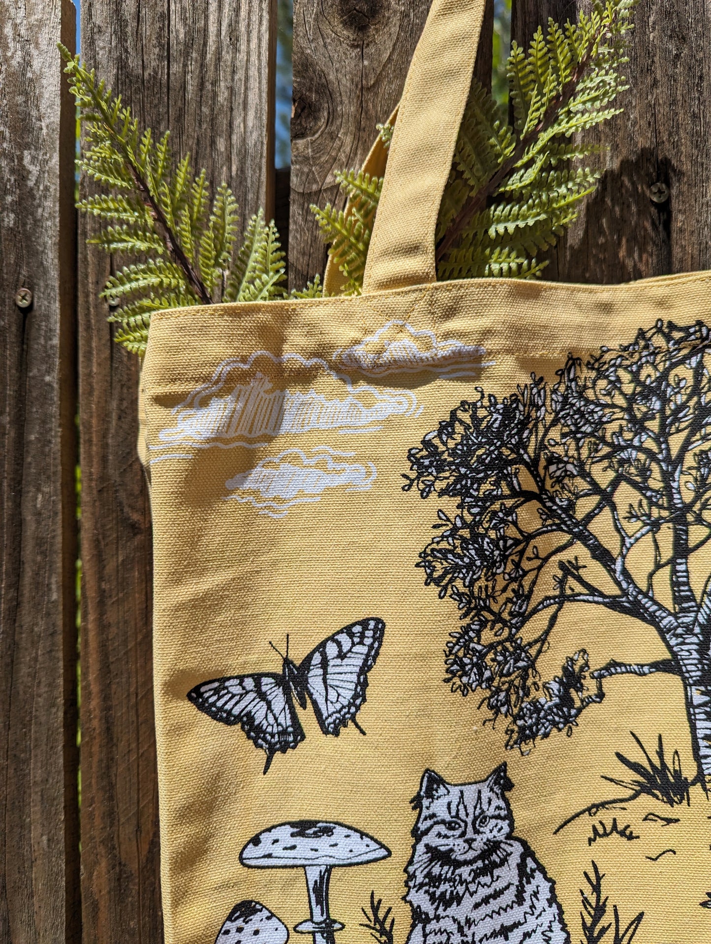 tote bag | outside cats - cream canvas screenprinted tote