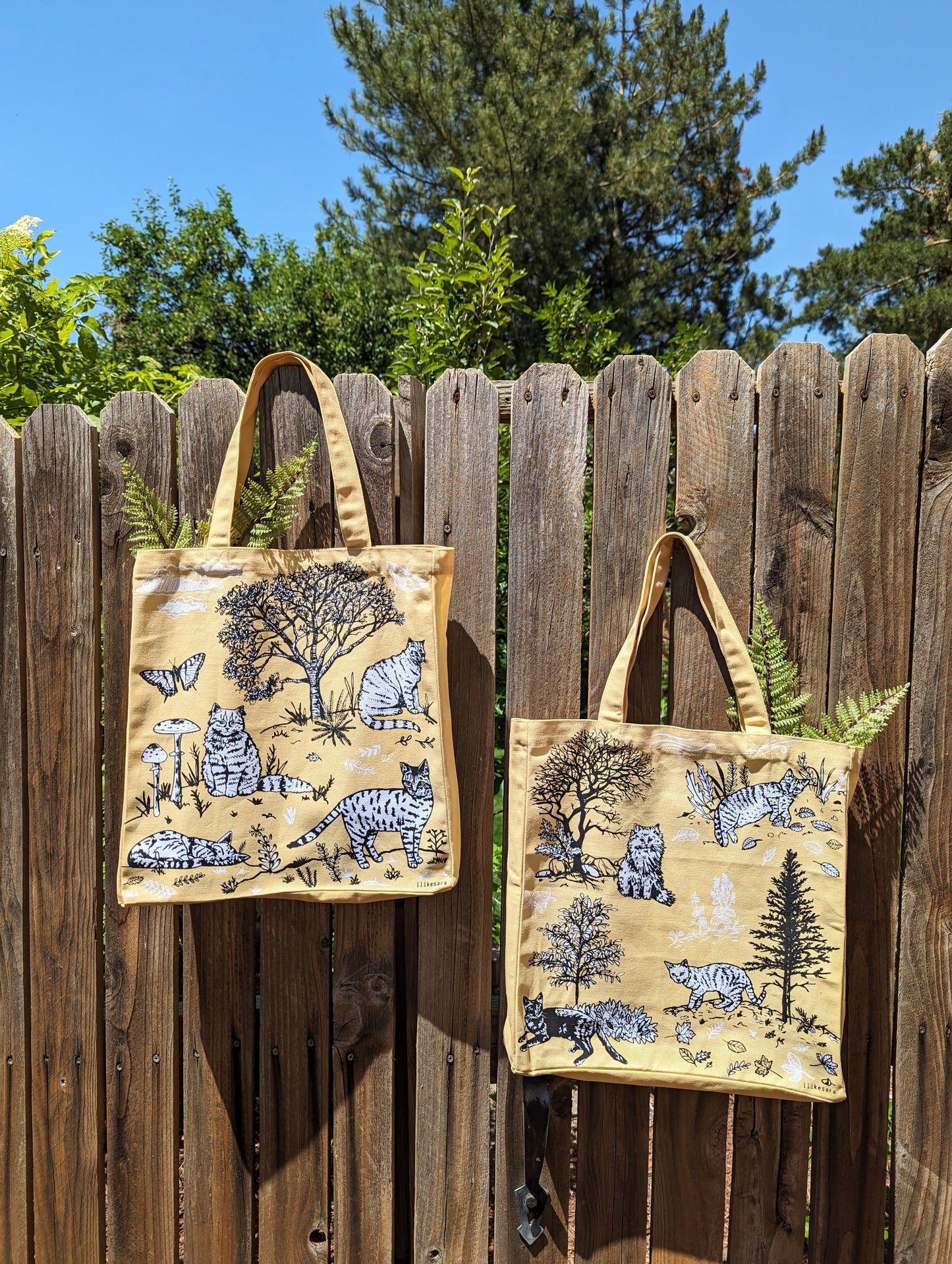 tote bag | outside cats - cream canvas screenprinted tote