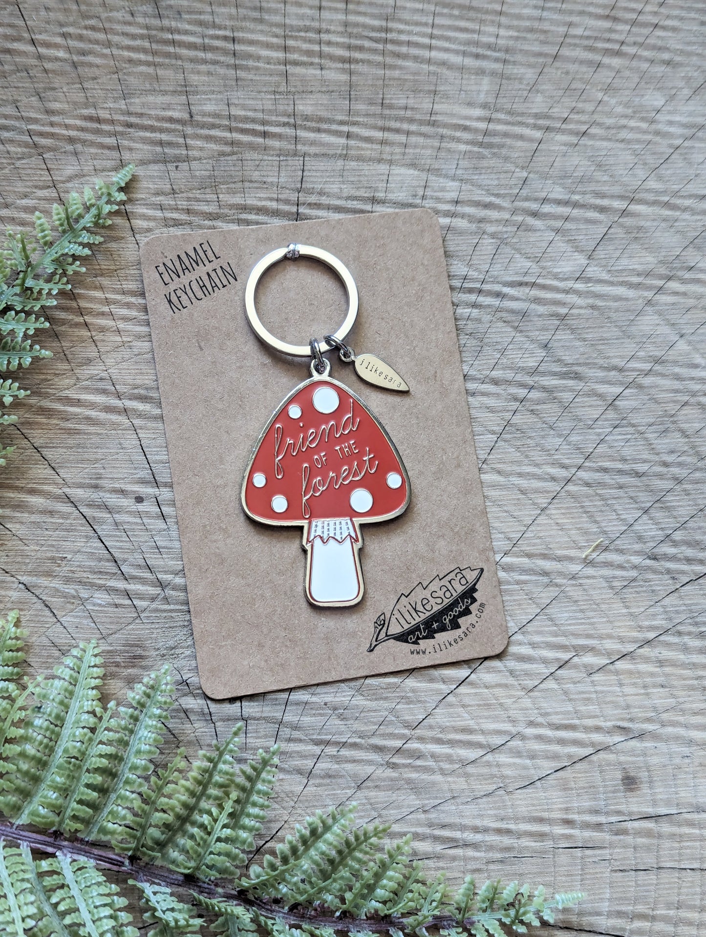 metal enamel keychain / purse charm | friend of the forest mushroom
