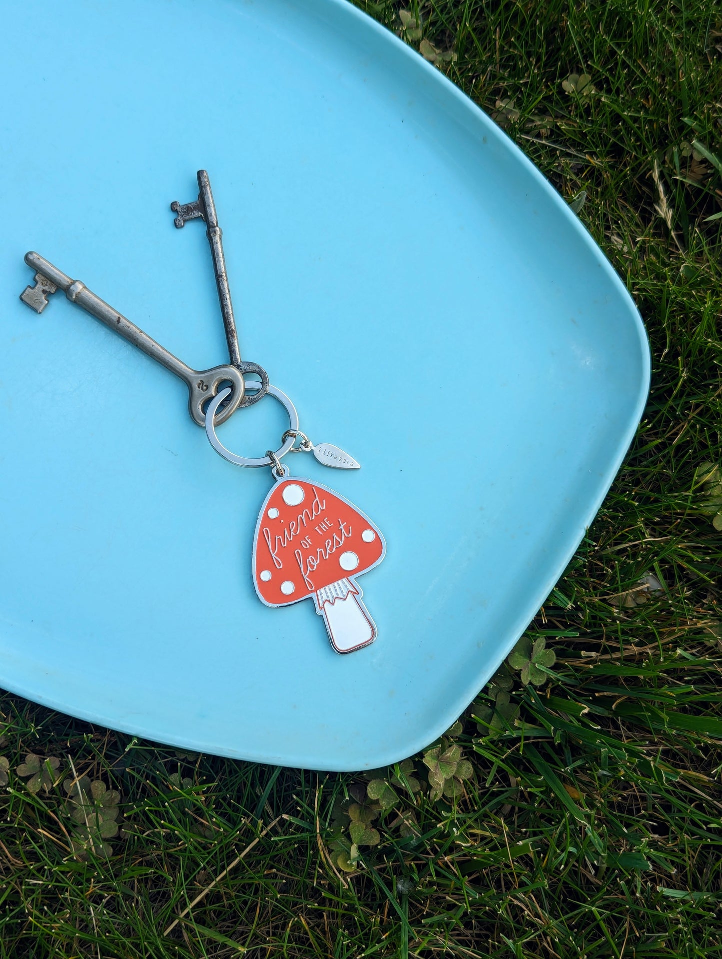 metal enamel keychain / purse charm | friend of the forest mushroom