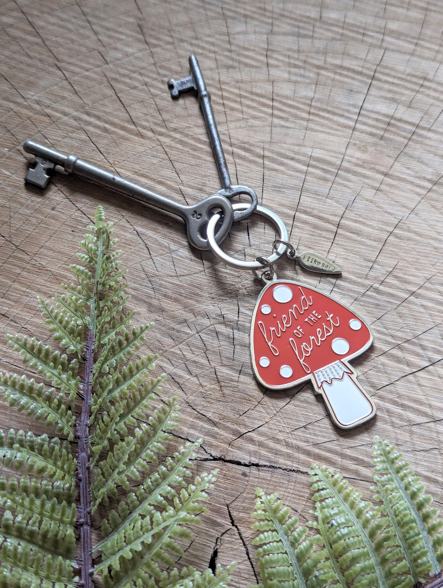 metal enamel keychain / purse charm | friend of the forest mushroom