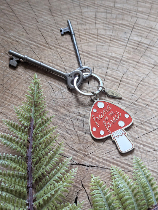 metal enamel keychain / purse charm | friend of the forest mushroom
