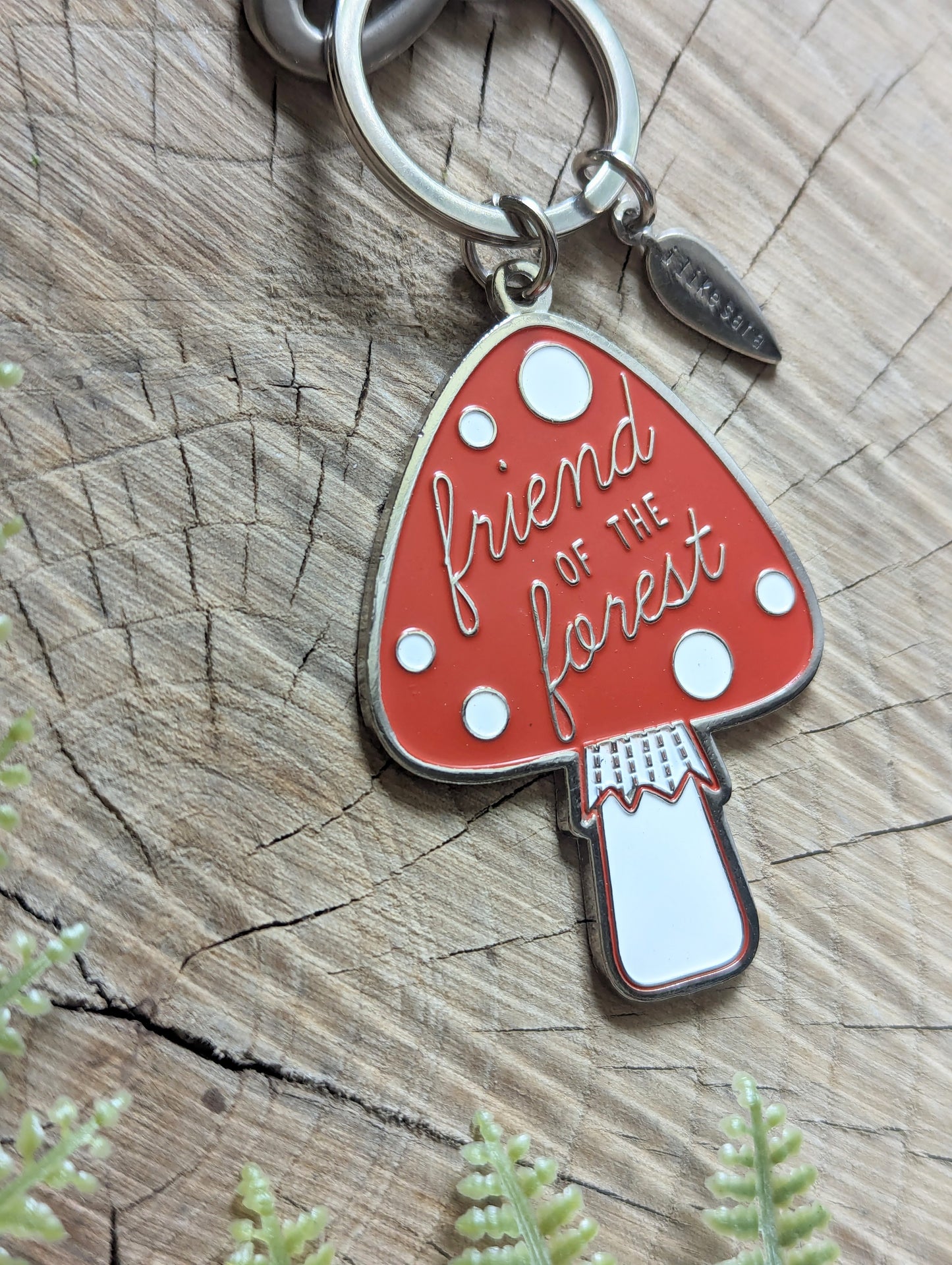 metal enamel keychain / purse charm | friend of the forest mushroom