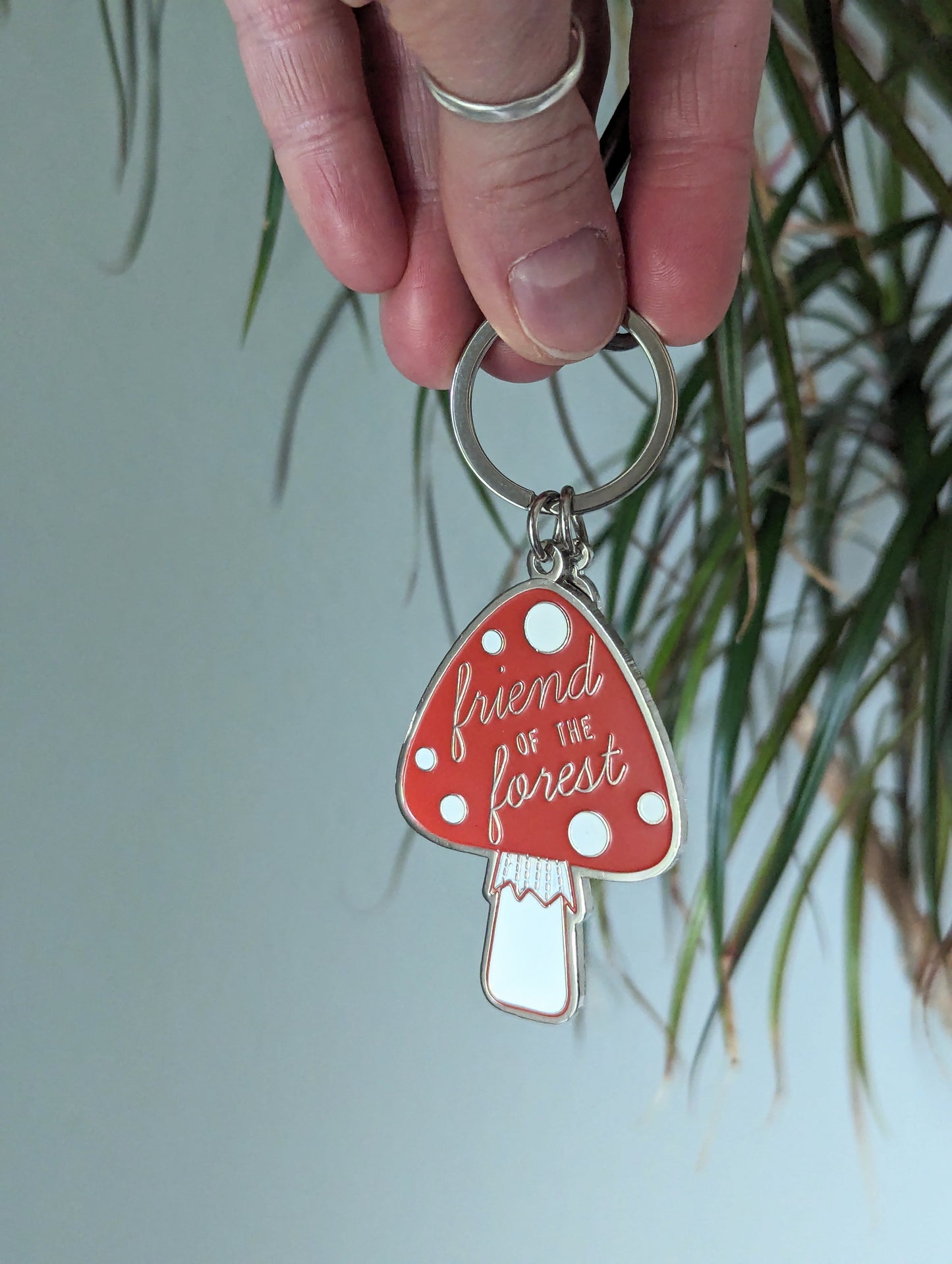 metal enamel keychain / purse charm | friend of the forest mushroom