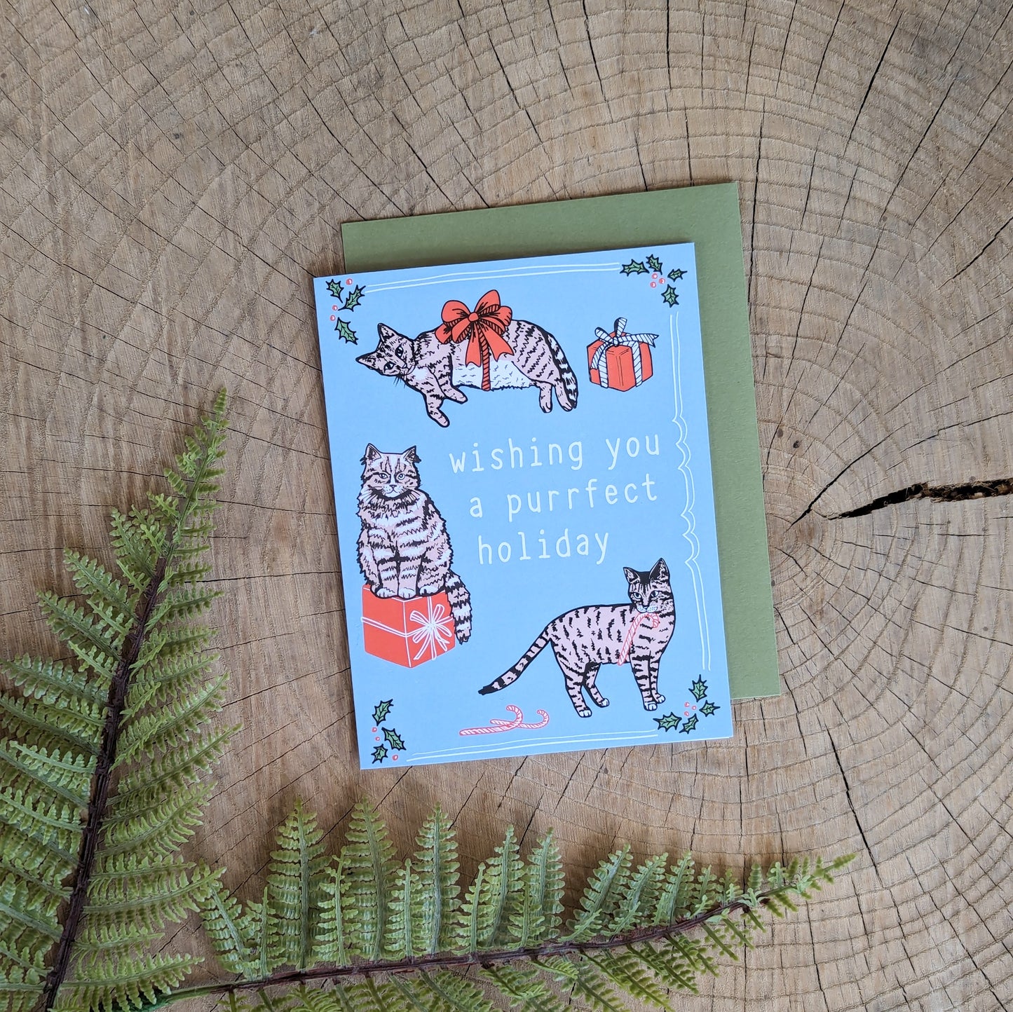 greeting card | purrfect holiday - cat Christmas