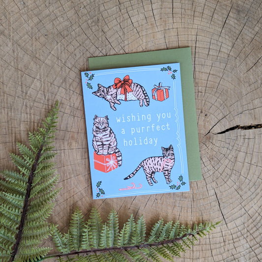greeting card | purrfect holiday - cat Christmas