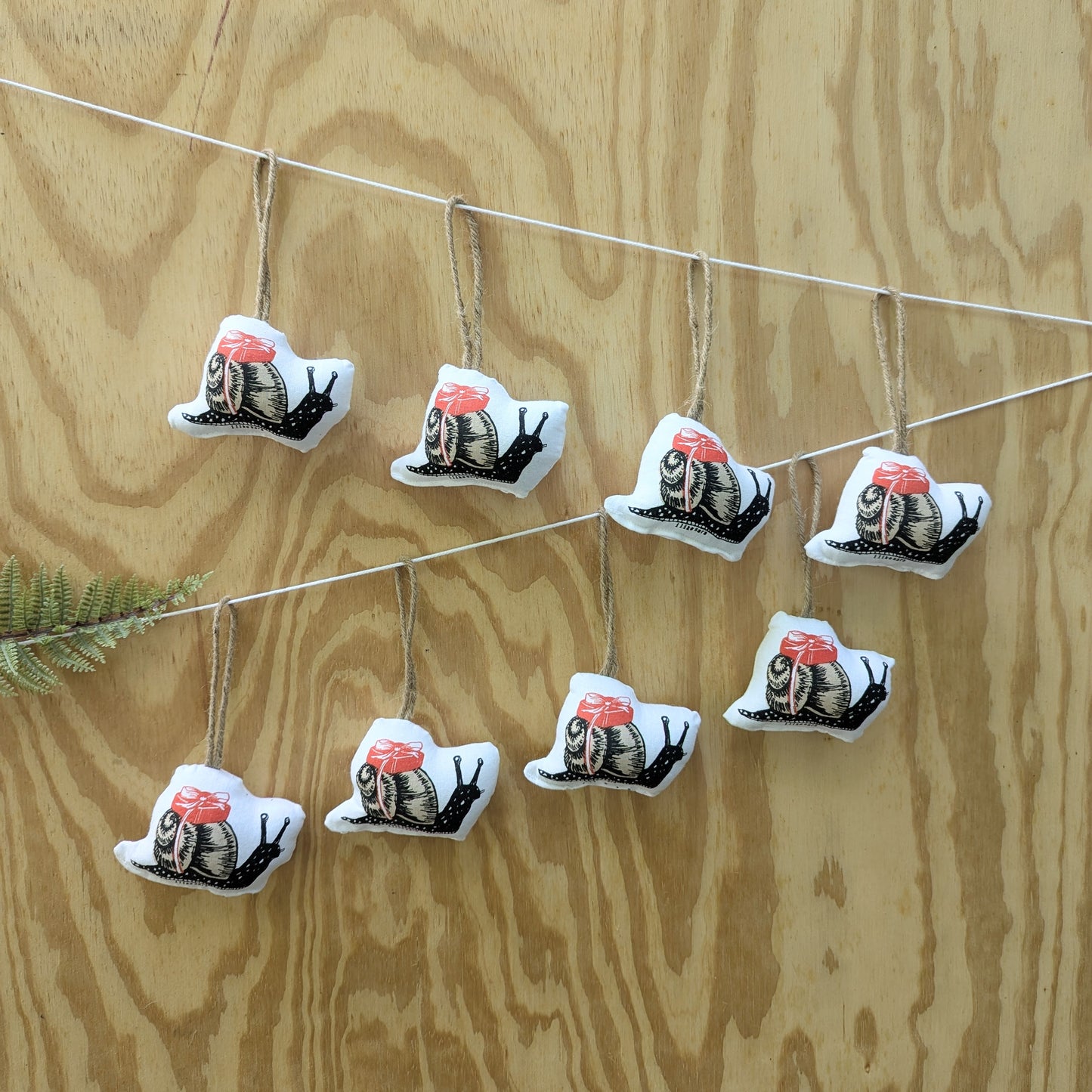 stuffed plush ornament | gift snail - hand-screenprinted insect bug holiday Christmas decor