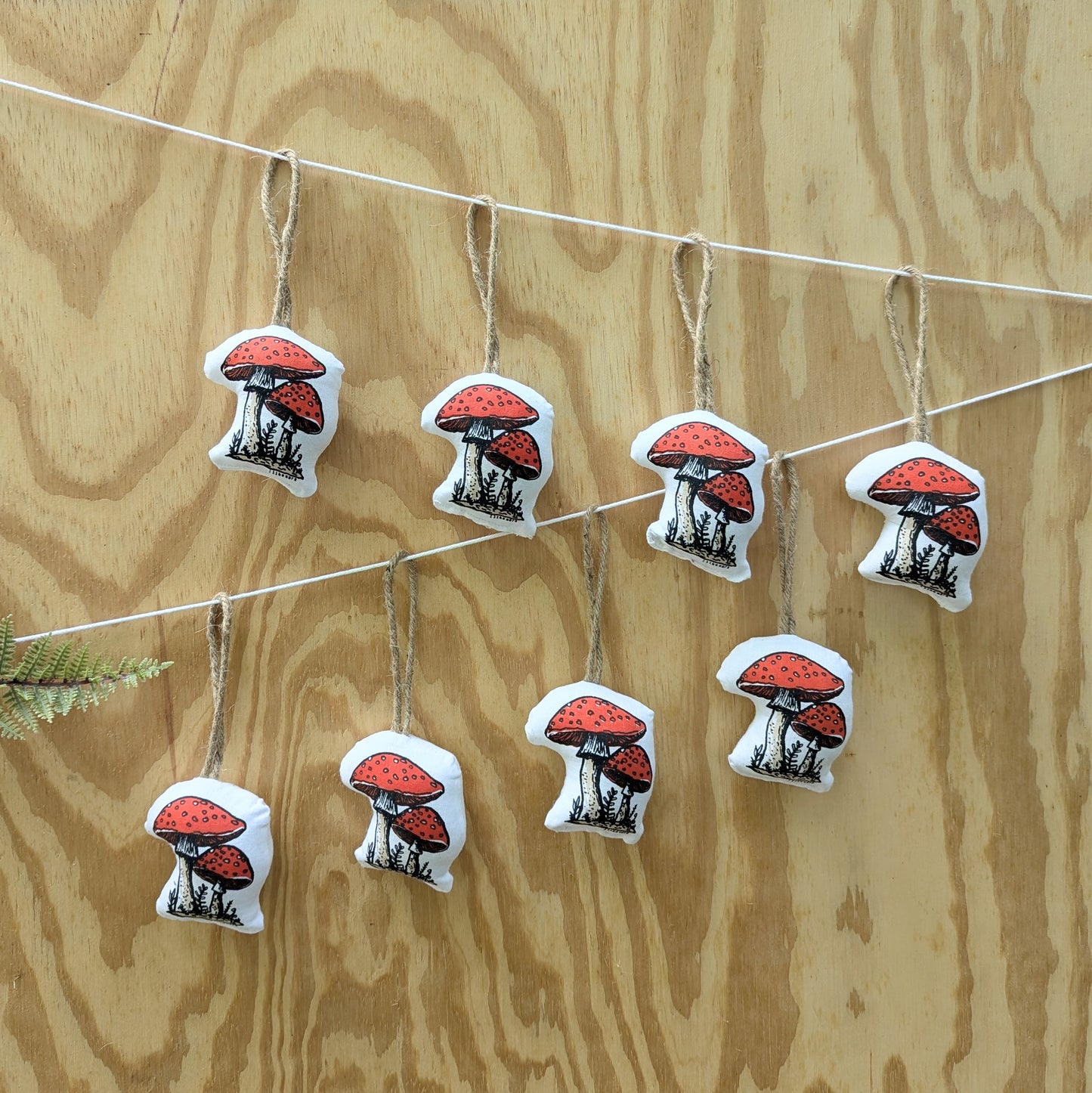 stuffed plush ornament | mushroom - hand-screenprinted forest holiday Christmas decor