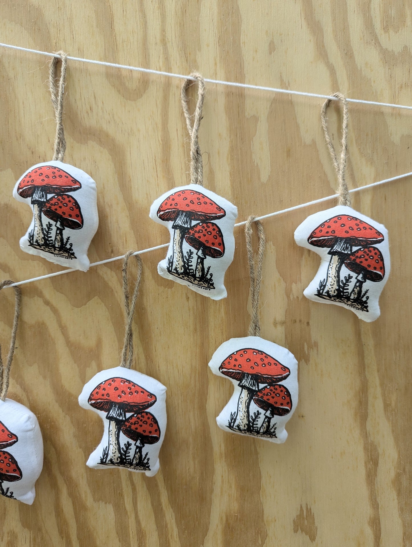 stuffed plush ornament | mushroom - hand-screenprinted forest holiday Christmas decor