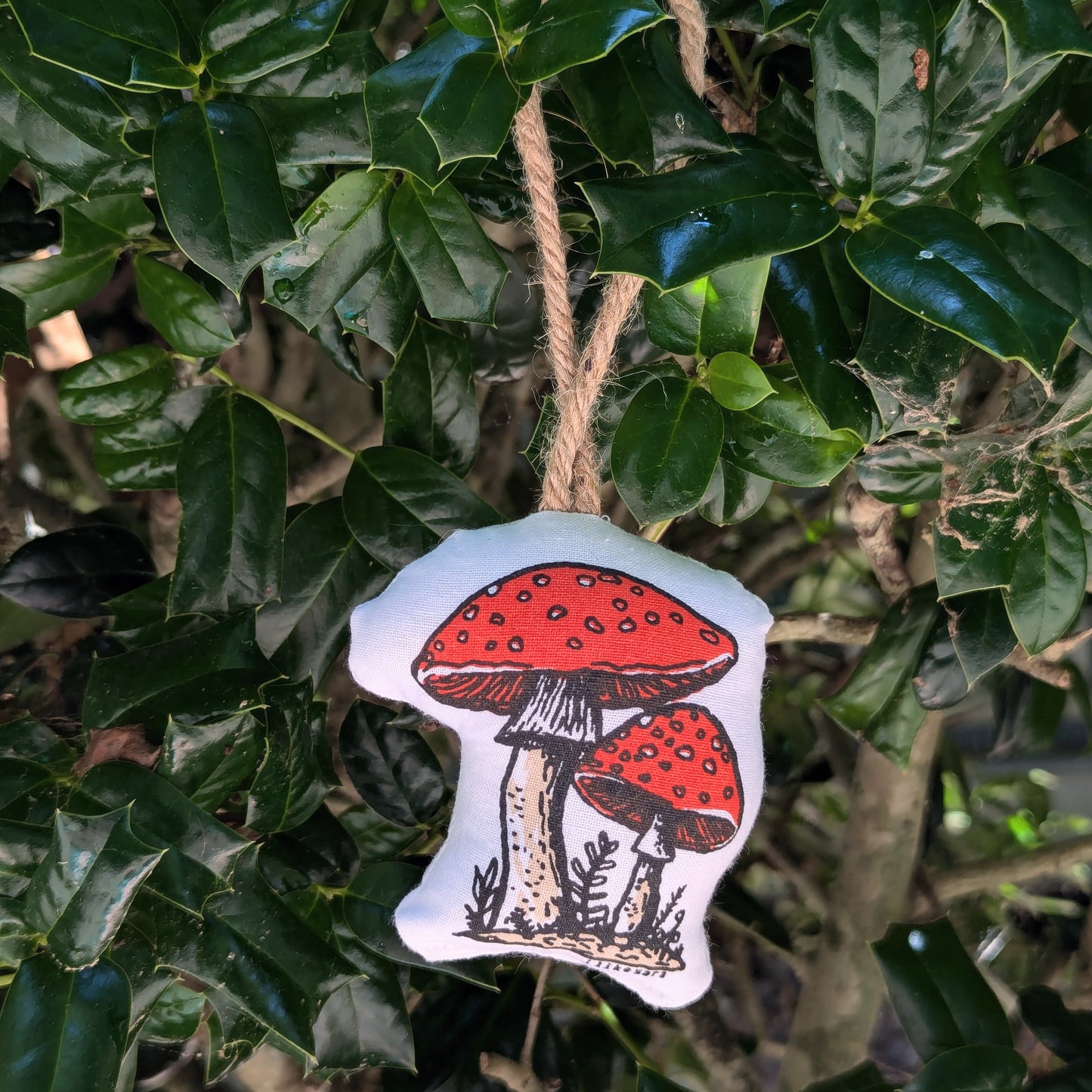stuffed plush ornament | mushroom - hand-screenprinted forest holiday Christmas decor