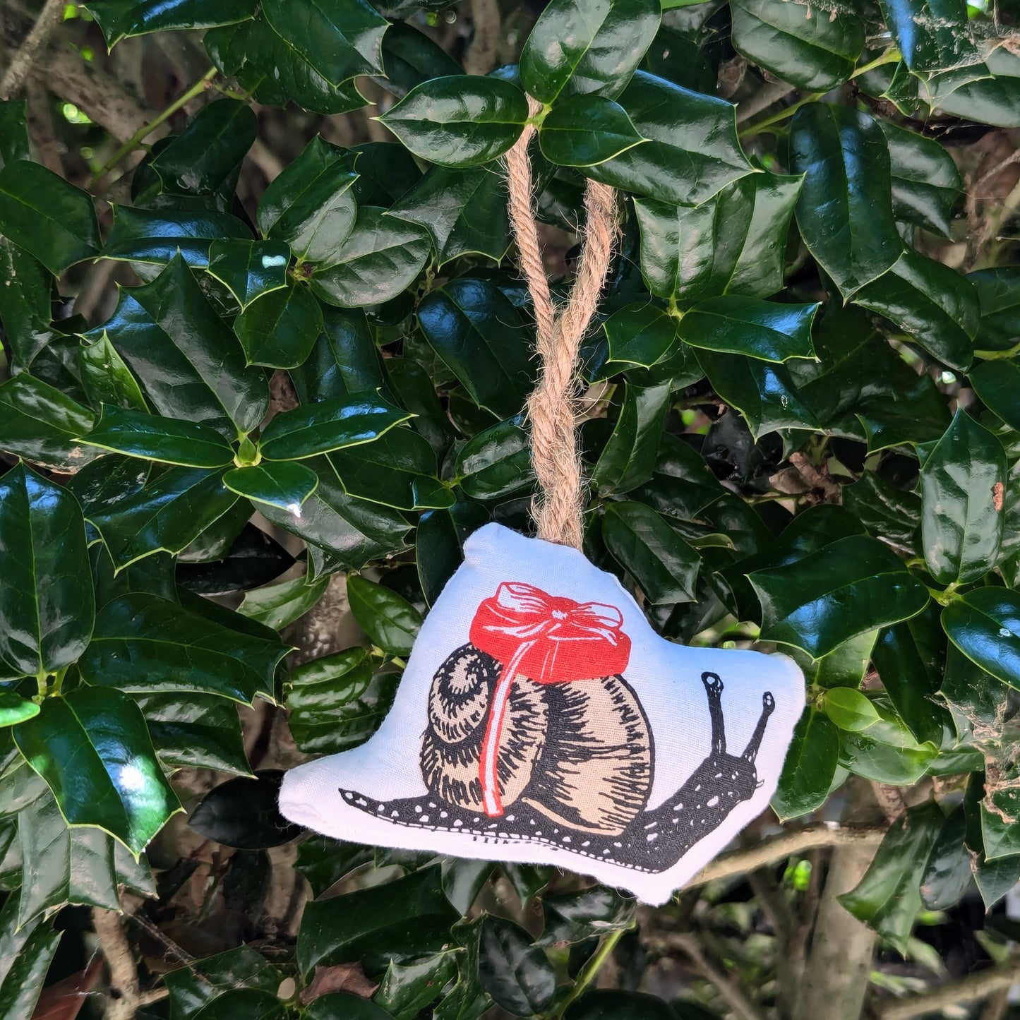 stuffed plush ornament | gift snail - hand-screenprinted insect bug holiday Christmas decor