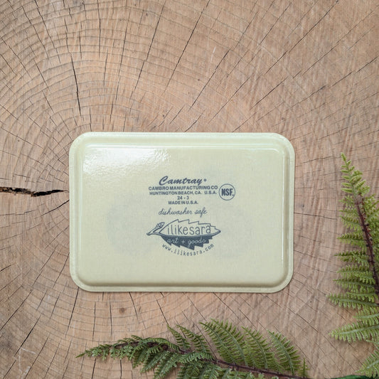 fiberglass tray | bike with fern - cream vintage bicycle 7" x 5" dishwasher safe