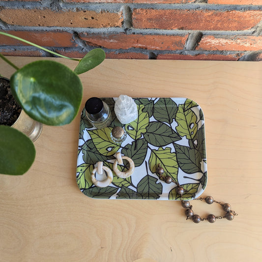fiberglass tray | leaf litter - green leaves 10" x 8" dishwasher safe