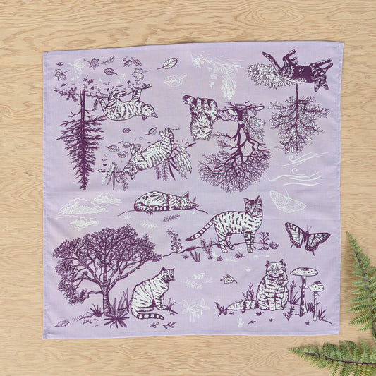bandana | outside cats - light purple kitty nature forest scarf