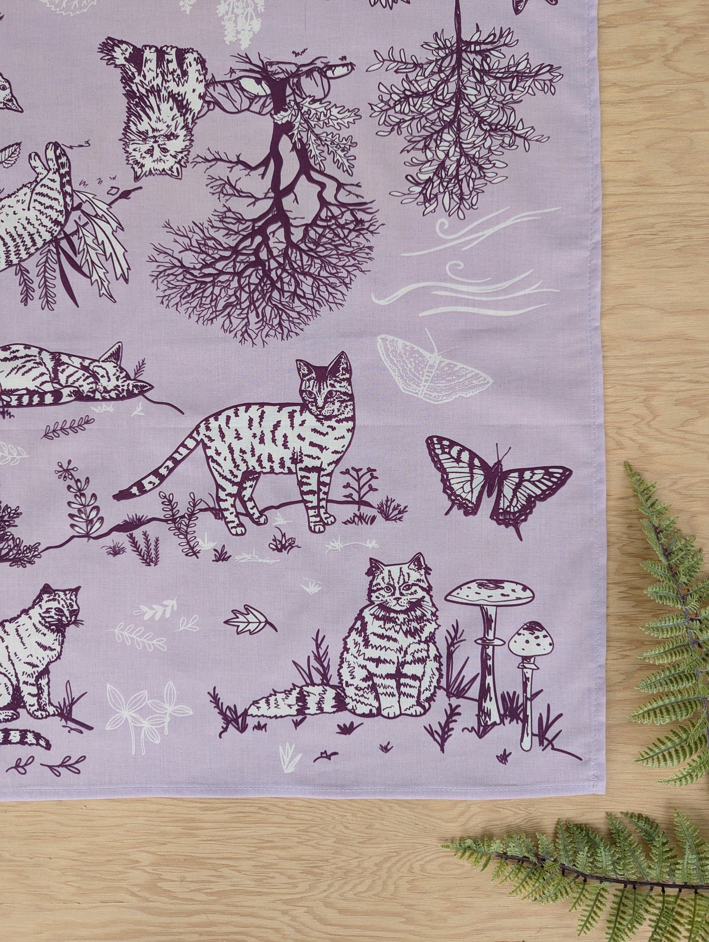 bandana | outside cats - light purple kitty nature forest scarf