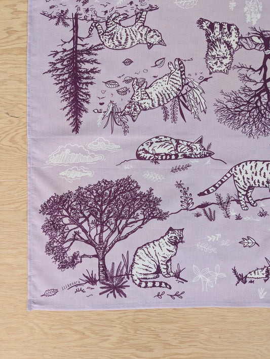 bandana | outside cats - light purple kitty nature forest scarf