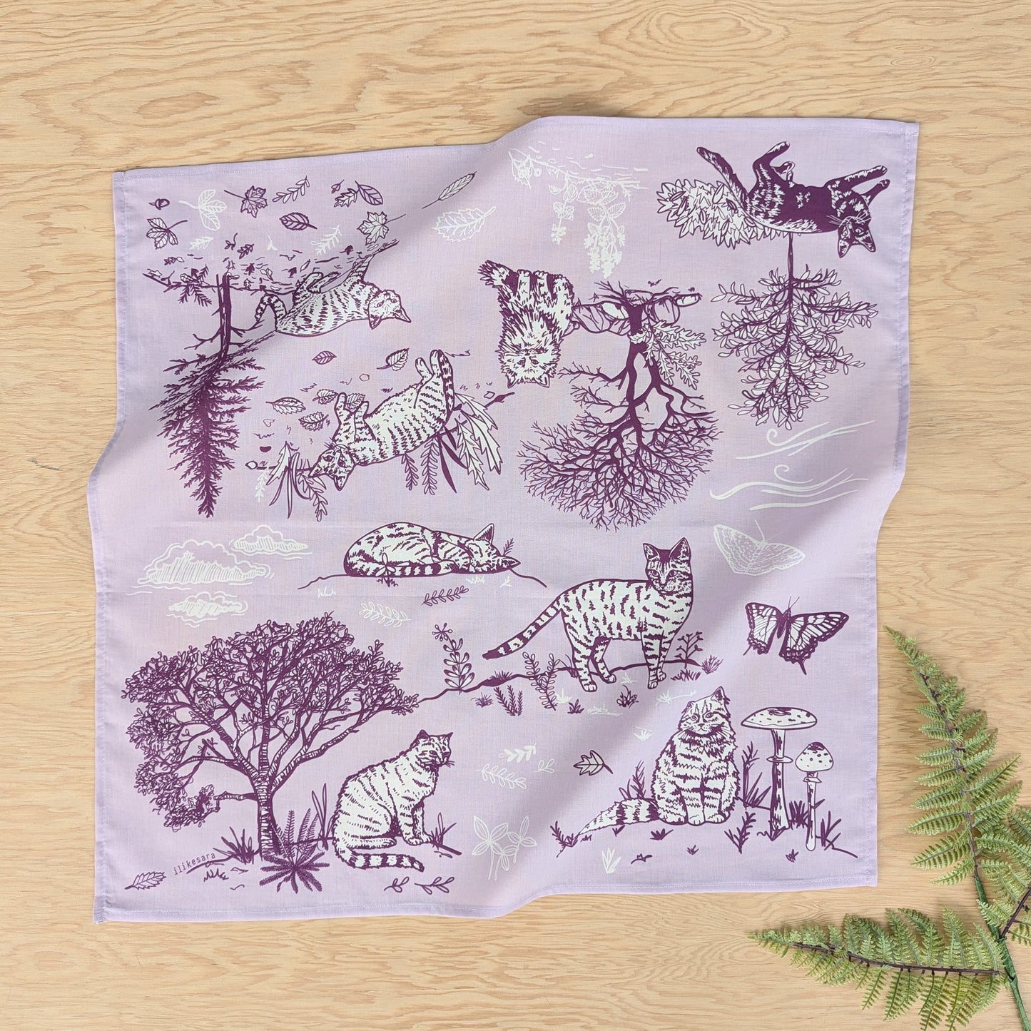bandana | outside cats - light purple kitty nature forest scarf