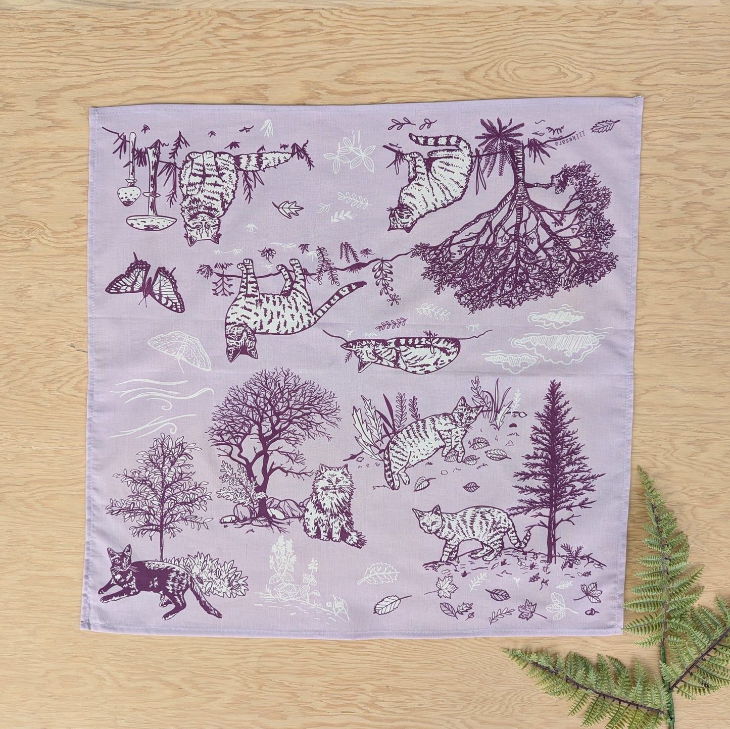 bandana | outside cats - light purple kitty nature forest scarf